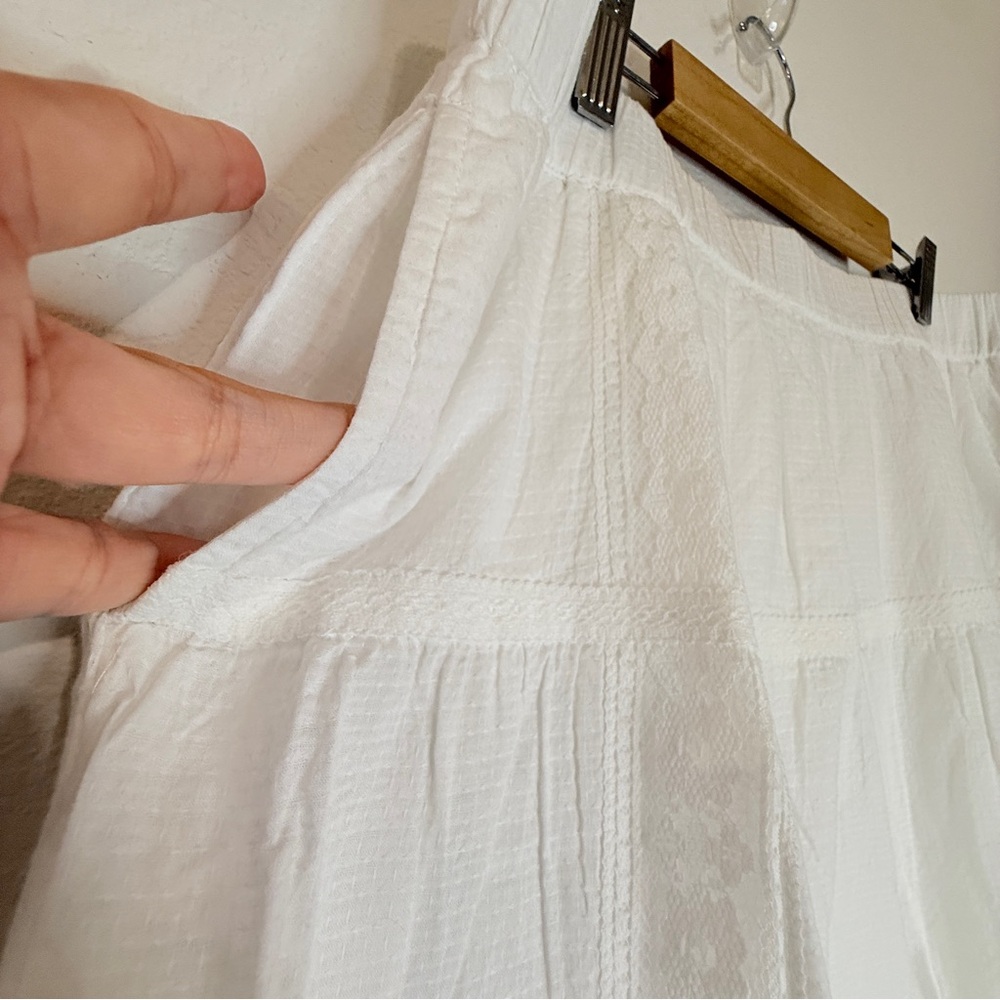 🆕 Avec Les Filles White 🤍Tiered Lace Maxi Skirt L 💖Boho Luxe Cottage 💝NWT - Picture 8 of 16